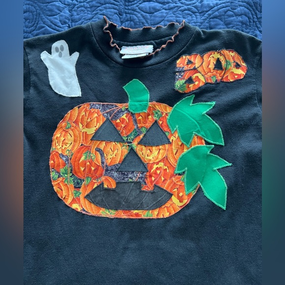 Vintage size large 14-16 Halloween jack o lantern shirt. Handcrafted by K&V. - Picture 3 of 7